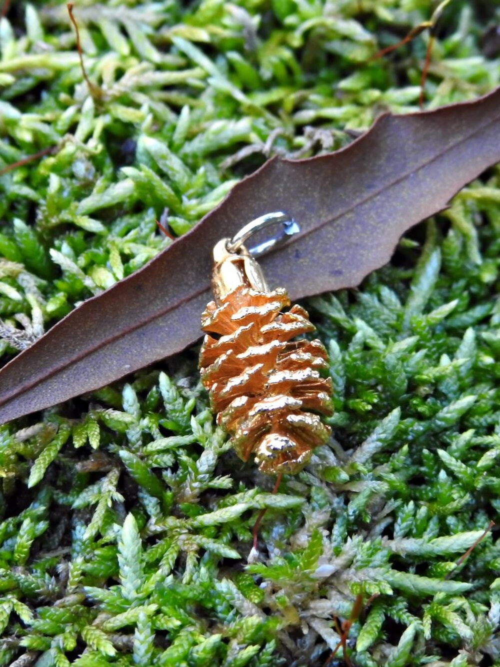 Gold Dipped Miniature Pinecone Necklace